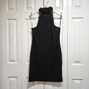 TOPSHOP Black High Neck Sleeveless Dress with Cut Out Back Size 10